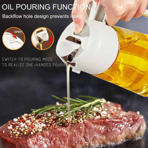 2 in 1 Oil Dispenser and Oil Sprayer, Oil Sprayer for Cooking 2024 Upgrade 16oz/470ml Oil Dispenser and Oil Sprayer Bottle, Oil Dispenser for Kitc...