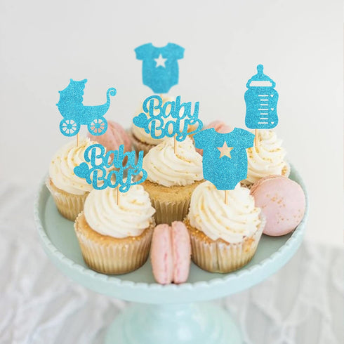 36 Pack Baby Shower Cupcake Toppers Boy Baby Cupcake Toppers Baby Shower Cake Cupcake Toppers Picks for Birthday Boy Party Decorations...