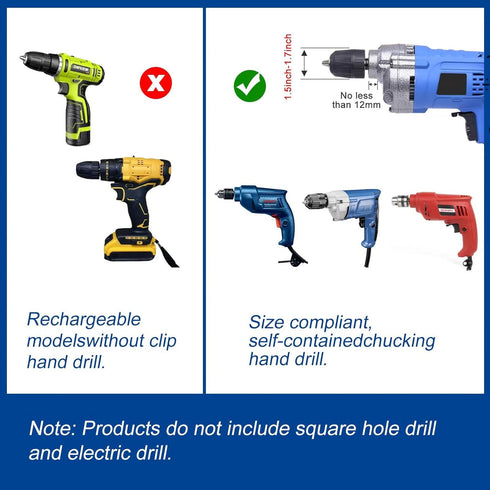 Square Hole Drill Bit Adapter, Mortising Attachment for Hand Drill/Drill Press, Mortise and Tenon Tools, Square Hole Drill Bits for Wood, Accessor...