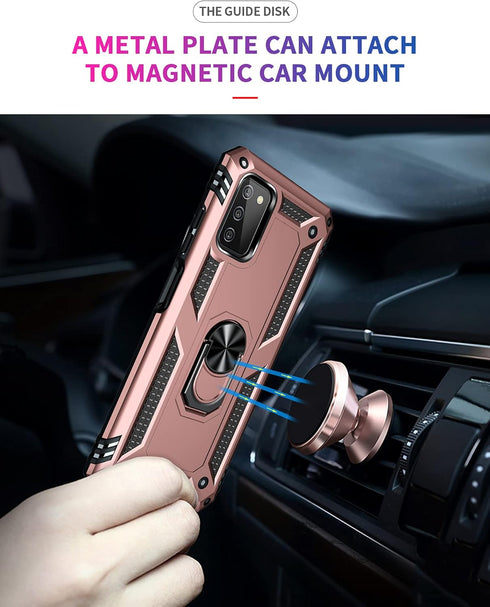 Military Grade Drop Impact for Samsung Galaxy A03S Case with Screen Protector 360 Metal Rotating Ring Kickstand Holder Armor Heavy Duty Shockproof...