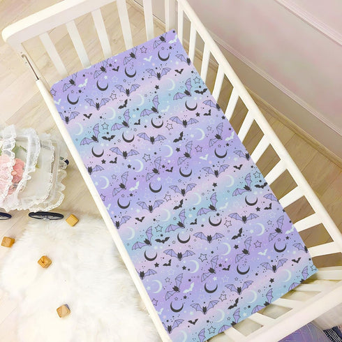 Fitted Crib Sheets for Boys Girls, Bats on The Starry Sky Soft Breathable Mattress Cover for Standard Crib & Toddler Bed Mattress, 52 * 28 in....