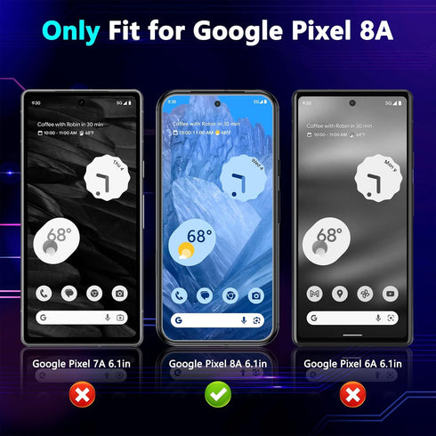 3 Pack Google Pixel 8a Screen Protector,9H Tempered Glass Film,Fingerprint Unlock Support, Full Coverage HD Clear Anti Scratch Bubble-Free Case Fr...