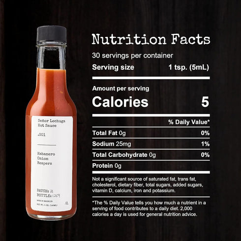 Señor Lechuga Hot Sauce – Hot Sauce Made from Carolina Reaper Peppers and Habanero Pepper – .001 Habanero, Onion, Reapers...