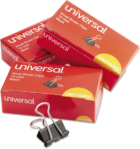 Universal 10200VP3 Small Binder Clips, 3/8-Inch Capacity, 3/4-Inch Wide, Black, 36/Pack...