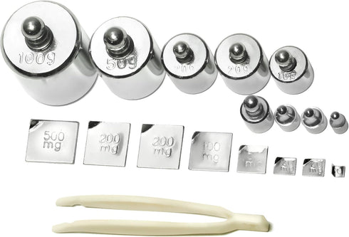 19 pcs Calibration Weight Set 100g – 10mg With Tweezers And Presentation Box For Accurate Precision Balancing Of Digital, Jewellery, Diamond, Pock...