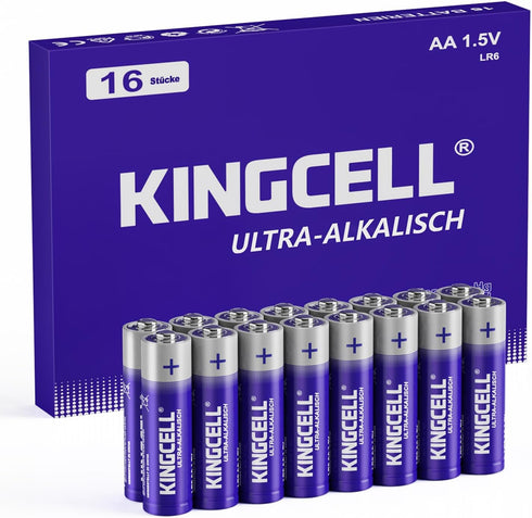 AA Batteries 16 Pack, High-Performance Alkaline AA Batteries 10-Year Shelf Life Double A Batteries with Long-Lasting Power for Household and Offic...