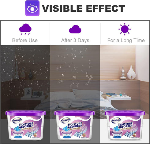 NATRUTH Moisture Absorbers 10.5OZ*6-Pack With Lavender Scent,Portable Closet Dehumidifier, Odor Eliminator Absorber Bucket,Humidity Absorber,Clean...