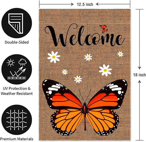 Welcome Monarch Butterfly Garden Flag Butterfly lovers Burlap Vertical Double Sided Yard Flags, Keep Flying if You Have Wings Outdoor Indoor Lawn ...
