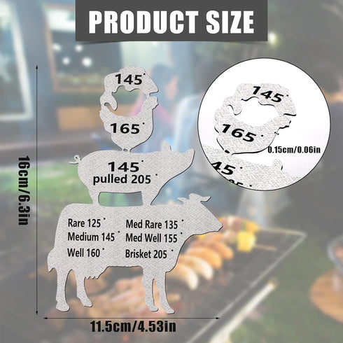 Meat Temperature Magnet, Pork Temperature Magnet Metal Grill Meat Temperature Chart Magnet Meat Internal Cooking Temp Guide for BBQ Gift Men Grill...