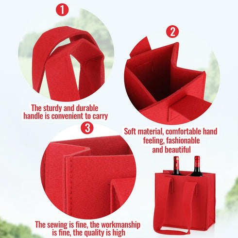 Hi.FANCY Felt Cloth Beer Bag, Protable Large Wine Cardboard Bottle Carriers with Carry Handle, 2 Bottle Wine Carrier Flexible Divider for Travel P...