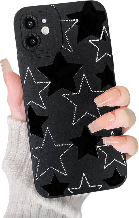 Compatible for iPhone 11 Case Cute Cool Star Black Design for Girls Women Soft TPU Shockproof Protective Girly for iPhone 11-Black&White Star...