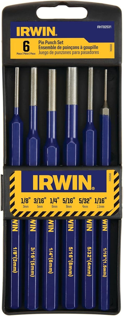 IRWIN Punch Set, 6-Pack with Various Sizes, Tempered for Durability (IRHT82531)...