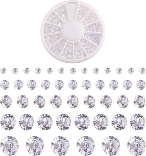 Pandahall 376Pcs 5 Size Clear Cubic Zirconia Cabochons Grade A Round Faceted Rhinestone Gems Gemstone with Pointed Back for Nail Art Craft Jewelry...