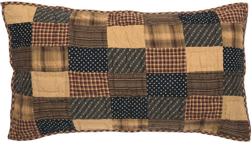 VHC Brands Patriotic Patch Rect Bedroom Decor, King Sham, Red, 21x37...
