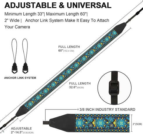 Camera Strap, Jacquard Weave 2" Shoulder Neck Straps for All DSLR Cameras Men Women Photographers...