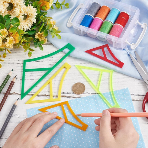 OLYCRAFT 5Pcs 5 Sizes Dog Bandana Sewing Template Set Small Reversible Sewing Quilting Acrylic Quilting Template Stencil Template Cutting Ruler fo...