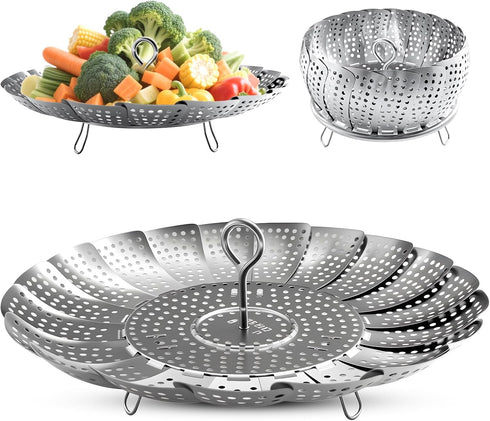 Steamer Basket Stainless Steel Instant Pot Accessories for Food and Vegetable, Zocy Premium Expandable Steam Basket to Fit Various Size Pots Mediu...