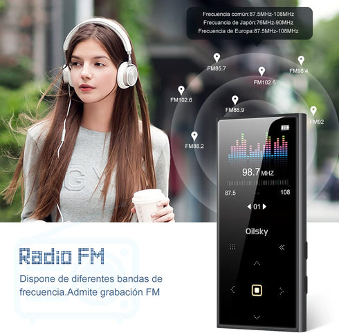 32GB MP3 Player with Bluetooth 5.0, Portable Lossless Sound Music Player for Kids with FM Radio, Speaker, Voice Recorder, Touch Buttons, Supports ...