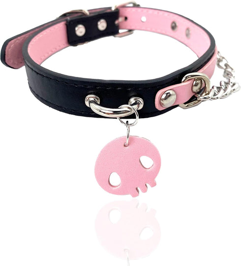 Leather Choker Collar Necklace For Women,Cute Skull Gothic Punk Rock Choker Necklace Collars...
