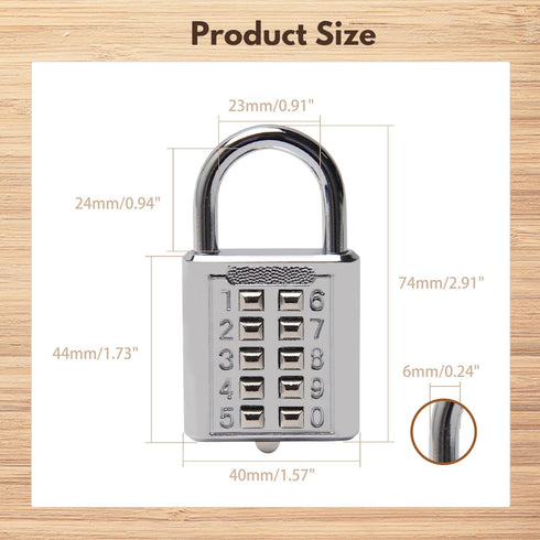 MroMax 2Pcs 10-Digit Combination Padlock Push Button Lock for Locker Gym, Case, Drawer, Toolbox Electric White...