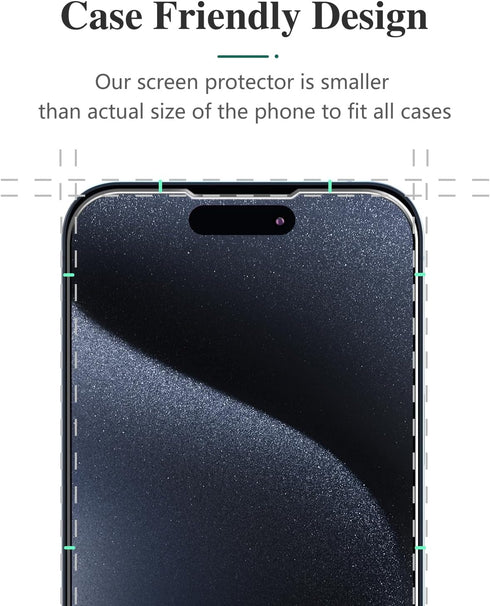 Pokolan (3-Pack) Screen Protector for iPhone 15 Pro Tempered Glass Film, 9H Hardness, Bubble Free, Easy to Install, Case Friendly...