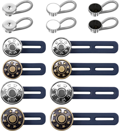Pants Button Extender Shirt Collar Extenders: 8 Pcs Jeans Waist Silicone Button for Mens and Women - 6 Neck Extenders Dress Shirts...