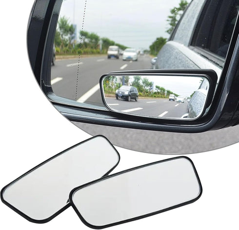 2 PCS Car Rear View Blind Spot Mirror, 3.7" x 1.4" Rectangular Curved Wideangle Auxiliary Rearview Mirror, High-definition Glass Adjustable Anti-g...
