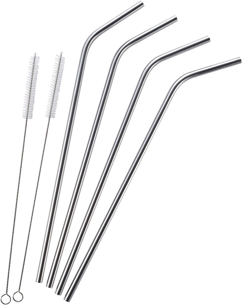 4 Extra Long Stainless Steel Straws for 30 OZ Tumbler + 2 Cleaning Brushes...
