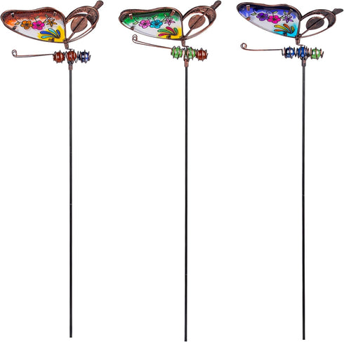 3 Pack Butterfly Decorative Garden Stakes,Outdoor Decorations Metal Yard Art Garden Stakes for Patio Yard Porch Decor...