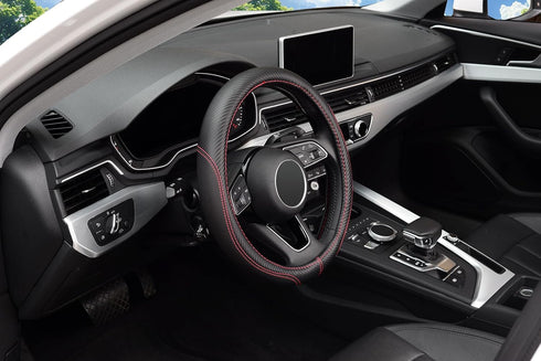 LABBYWAY Microfiber Leather Auto Car Steering Wheel Cover, Universal Fit 15 Inch Anti-Slip Wheel Protector, Black...