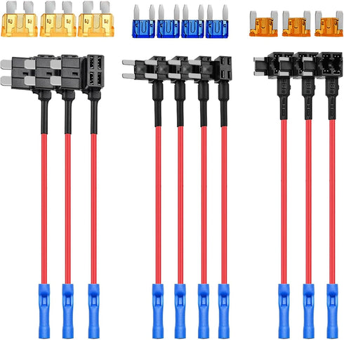 Nilight - 50040R 12V Car Add-a-Circuit Fuse Adapter with Standard and Mini TAP Profile TAP Blade Fuse for Cars Trucks Boats, 10 Pack Fuse Holder-3...
