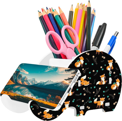 Animal Elephant Pen Pencil Holder Cute Phone Stand Office Accessories Desk Organizer Multifunctional Stationery Box Makeup Storage Presents Decora...