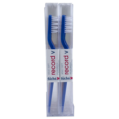 FUCHS Adult Record V Nylon Soft Toothbrush, 10 Count...