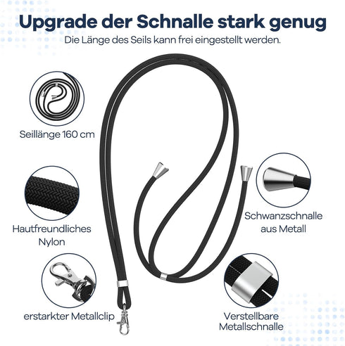 Phone Lanyard, 2× Patches, 1× Polyester Adjustable Strap, Adjustable and Removable Universal Cell Phone Multifunctional Patch Lanyards Compatible ...