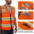 Reflective Mesh Vest High Visibility Two Tone with Pockets and Zipper, ANSI Class 2 Compliant, Orange Mesh with Yellow Trim S...