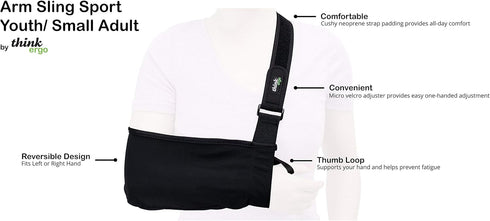 Arm Sling Sport (Small/Youth). Lightweight Medical Sling for Shoulder, Elbow, Wrist Injury Women & Kids...
