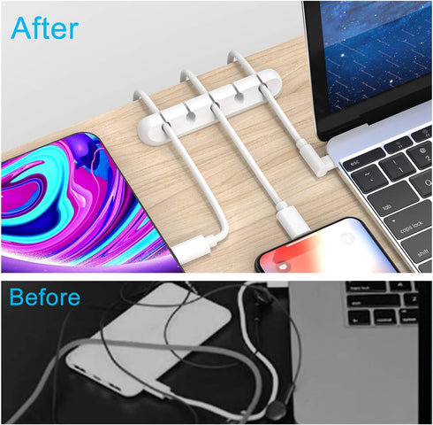 Cord/Cable Organizer White Cord Holder, Wire Organizer USB Cable Management Cord Keeper, 3 Packs Cable Clips for Car Home and Office (7, 5, 3 Slot...