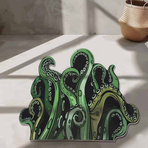 Cthulhu Tentacles Funny Bath Mat Non Slip, Unique Octopus Goth Cool Rug Diatomaceous Earth Shower Mat, Super Absorbent Bathroom Floor Mat, Cute Ho...