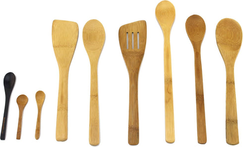 8 Piece Bamboo Cooking Utensil Set 4 Spoons, 2 Turners and 2 Mini Spoons...