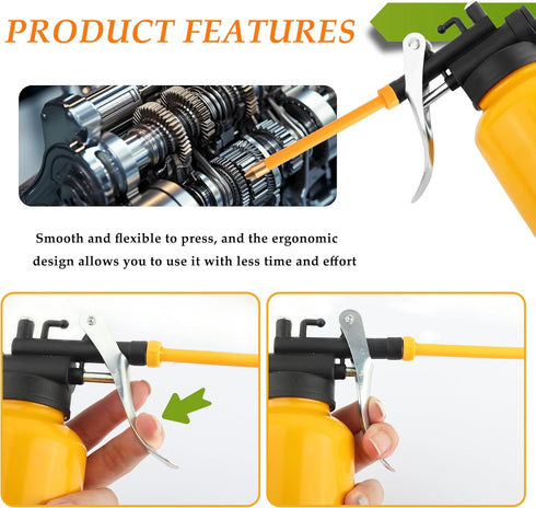 Oil Can with 3.6" Straight & 5.28" Flexible Spout,Oil Can Pump Oiler for Car Lubrication Need,Universal Engine Oiler Can Car Accessories for Most ...