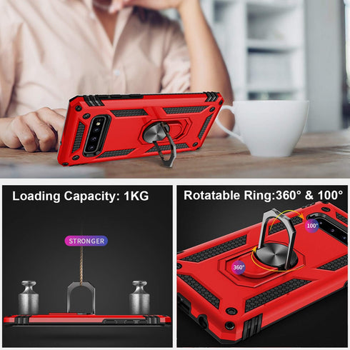 LUMARKE Samsung Galaxy S10 Plus Case, Red, Military Grade, 16ft. Drop Tested, Magnetic Ring Kickstand, Compatible with Car Mount Holder Protective...