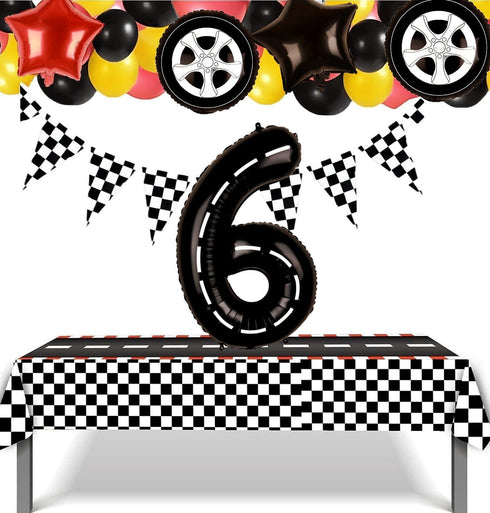 Race Car Balloons Tire Balloons 6th Birthday Party Decorations for Boys Foil Mylar Race Car Wheels Truck Bike Theme Party Supplies Favors Annivers...