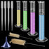 4PCS Plastic Graduated Cylinders, 10ml 25ml 50ml 100ml Measuring Cylinders Set with 4PCS Pipettes,1PCS Plastic Funnel and 2PCS Brush,for School an...