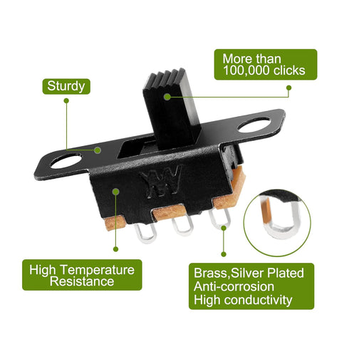 Chanzon SPDT Mini Micro Slide Switch 1p2t 2 Position 150pcs(SS12F15) 5 mm Toggle Vertical Slide Switch Panel Mount Small High Knob Vertical PCB Ar...