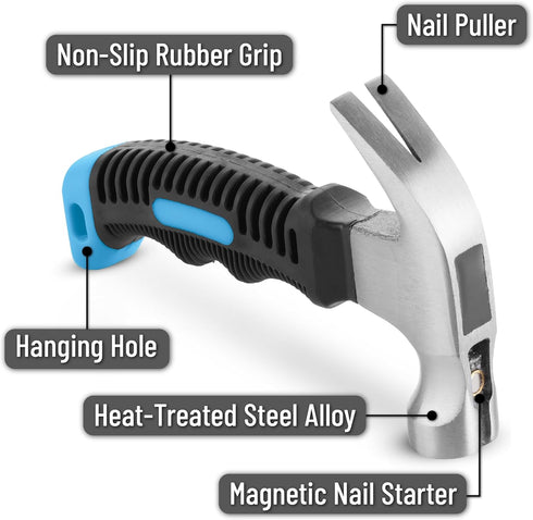 Mr. Pen- Hammer, 8oz, Pastel Blue, Camping Hammer, Claw Hammer, Stubby Hammer, Tack Hammer, Hammers Tools, Small Hammer for Women and Men, Nail Ha...