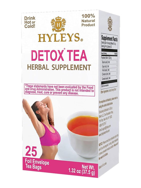 Hyleys Detox Tea for Cleanse – Black Tea with Ginger, Honey & Cinnamon – 25 Tea Bags (1 Pack) – Supports Digestion, Detox & Bloating Relief...