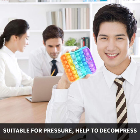 2 Packs Pop Fidget Sensory Toys, Autism Special Needs Stress Relief Silicone Pressure Relieving Toys, Round and Square Squeeze Toys for Kids Child...