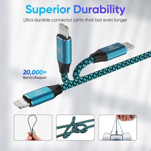 iPhone Charger 5 Pack 10 ft USB Lightning Cable Apple Mfi Certified Cable Fast Charging Cord Nylon Braided Compatible with iPhone 14 13 12 11 XS X...