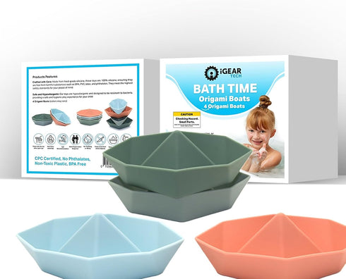 4 Origami Boats, Bath Toys for Toddlers, Bathtub Toddler Toys for 1 2 3 4 Year Old Boys Girls Gifts, Baby Bath Tub Pool Water Toys, Cute Floating ...