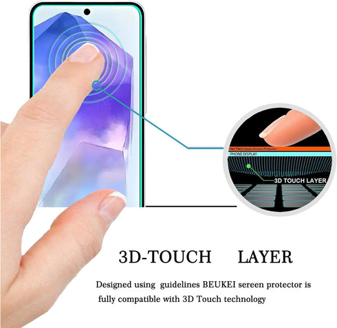 beukei (4 Pack) Designed for Samsung Galaxy A55 5G Screen Protector Tempered Glass,Touch Sensitive,Case Friendly, 9H Hardness...